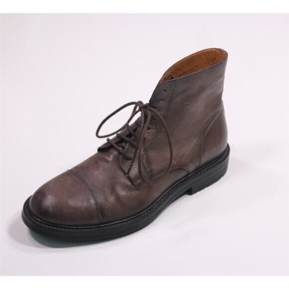 Magnanni Brown Pebble Gray Captoe Ankle Boots - Picture 1 of 7
